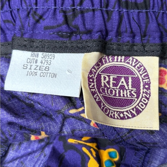 Women’s Vintage 80s Retro Y2K High Waist Floral Pattern Purple Short Size 4(27) - Picture 2 of 16